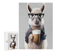 Jigsaw Puzzle 500 PCS Cute Llama And Expresso Jigsaws for Adults Puzzle Birthday Present Difficult And Challenge Challenging Game Gifts 500 PCS