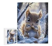 Jigsaw Puzzle 500 PCS Cute Squirrel in Winter Puzzles for Teenagerss Stress Reliever Educational Challenge Unique Birthday And Gifts 500 PCS