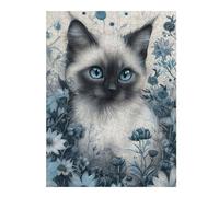 Jigsaw Puzzle 500 PCS Cute Whimsical Siamese Cat Puzzle for Adults Anti-Stress Toys Perfect Decoration Deal As Gifts for The Whole Family 500 PCS