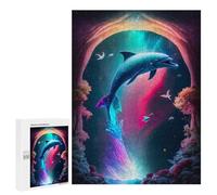 Jigsaw Puzzle 500 PCS Dolphin's Cosmic Journey Jigsaws for Adults Toy Wall Decor Difficult Hard Unique Gifts for Birthday And Christmas 500 PCS