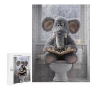 Jigsaw Puzzle 500 PCS Elephant Reading on Toilet Jigsaw Puzzles for Teenagerss Hand Speed Race Fun Activities at Home Challenging Game And Family Play 500 PCS