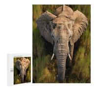Jigsaw Puzzle 500 PCS Elephant Walking in Grass Adult Puzzles Toy Wall Decor Birthday Present Deal As Gifts for The Whole Family 500 PCS