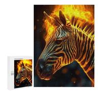Jigsaw Puzzle 500 PCS Flaming Zebra A Mesmerizing Display of Fire And Stripes Jigsaws for Adults Anti-Stress Toys Staycation Kill Time Help The Brain Exercise 500 PCS