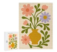 Jigsaw Puzzle 500 PCS Floral Arrangement in Vase Illustration Jigsaws for Adults Puzzle Birthday Present Difficult And Challenge Challenging Game Gifts 500 PCS