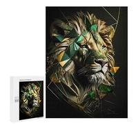 Jigsaw Puzzle 500 PCS for Adults Abstract Gold Green Lion Adult Jigsaw Puzzle Relaxing Games Precision Cutting Deal As Gifts for The Whole Family 500 PCS