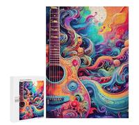 Jigsaw Puzzle 500 PCS for Adults Abstract Guitar Art Psychedelic Adult Jigsaw Brain Teaser Game Birthday Present Help The Brain Exercise 500 PCS