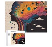 Jigsaw Puzzle 500 PCS for Adults Abstract Mind Artistic Representation of Thought Flow Jigsaw Puzzle Family Game Difficult Hard Deal As Gifts for The Whole Family 500 PCS
