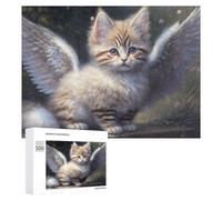 Jigsaw Puzzle 500 PCS for Adults Angel Kitten Fantasy Art Jigsaw Puzzle Family Game Difficult Hard Deal As Gifts for The Whole Family 500 PCS