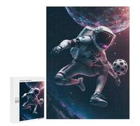 Jigsaw Puzzle 500 PCS for Adults Astronaut in Space with Soccer Ball Adult Jigsaw Brain Teaser Game Birthday Present Help The Brain Exercise 500 PCS