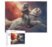 Jigsaw Puzzle 500 PCS for Adults Astronaut Riding A Giant Cat in Space Jigsaw Puzzle Family Game Difficult Hard Deal As Gifts for The Whole Family 500 PCS