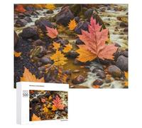 Jigsaw Puzzle 500 PCS for Adults Autumn Leaves in River Stream Jigsaw Puzzle Family Game Difficult Hard Deal As Gifts for The Whole Family 500 PCS