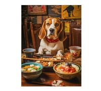Jigsaw Puzzle 500 PCS for Adults Beagle at Dinner Table Teenagers Puzzles Relax Games Presents for Women Unique Birthday And Gifts 500 PCS