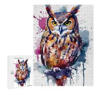 Jigsaw Puzzle 500 PCS for Adults Bird Owl Watercolor Adult Jigsaw Brain Teaser Game Birthday Present Help The Brain Exercise 500 PCS