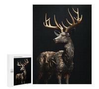 Jigsaw Puzzle 500 PCS for Adults Black And Gold Deer Adult Jigsaw Brain Teaser Game Birthday Present Help The Brain Exercise 500 PCS