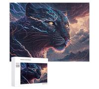 Jigsaw Puzzle 500 PCS for Adults Black Panther with Lightning Energy -1 Puzzles for Adults Relaxing Games Presents for Women for Birthday, Chrismas 500 PCS
