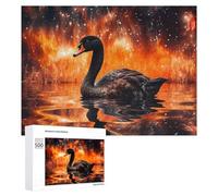 Jigsaw Puzzle 500 PCS for Adults Black Swan on Fiery Lake Jigsaw Puzzle Family Game Difficult Hard Deal As Gifts for The Whole Family 500 PCS