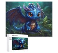 Jigsaw Puzzle 500 PCS for Adults Blue Dragonling in Enchanted Forest Jigsaw Puzzle Family Game Difficult Hard Deal As Gifts for The Whole Family 500 PCS
