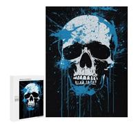Jigsaw Puzzle 500 PCS for Adults Blue Splash Skull Artwork Jigsaw Puzzle Family Game Difficult Hard Deal As Gifts for The Whole Family 500 PCS