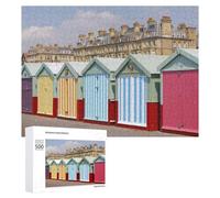 Jigsaw Puzzle 500 PCS for Adults Brightly Colored Beach Huts in Brighton, England Jigsaw Puzzle Family Game Difficult Hard Deal As Gifts for The Whole Family 500 PCS