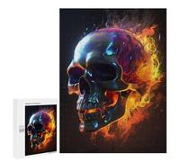 Jigsaw Puzzle 500 PCS for Adults Burning Color Skull Jigsaw for Adults Hands-on Game Wall Decoration Help The Brain Exercise 500 PCS