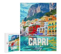 Jigsaw Puzzle 500 PCS for Adults Capri Island Italy Puzzle for Adults Toy Wall Decor Perfect Decoration Stress Reduction Gifts 500 PCS