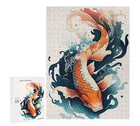 Jigsaw Puzzle 500 PCS for Adults Carpe Koi Fish Japanese Puzzle for Adults Toy Wall Decor Perfect Decoration Stress Reduction Gifts 500 PCS