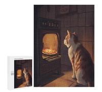 Jigsaw Puzzle 500 PCS for Adults Cat Watching Pizza Bake Jigsaw for Adults Toy Wall Decor Home Decoration for Birthday, Chrismas 500 PCS