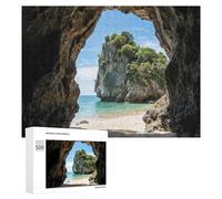 Jigsaw Puzzle 500 PCS for Adults Cave View of Tropical Island Beach Puzzles for Adults Relaxing Games Presents for Women for Birthday, Chrismas 500 PCS