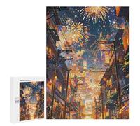 Jigsaw Puzzle 500 PCS for Adults City Streets Under Fireworks Display Jigsaw Puzzle Family Game Difficult Hard Deal As Gifts for The Whole Family 500 PCS