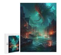 Jigsaw Puzzle 500 PCS for Adults City Under Siege by Sea Monster Adult Jigsaw Brain Teaser Game Birthday Present Help The Brain Exercise 500 PCS