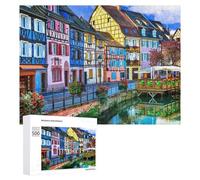 Jigsaw Puzzle 500 PCS for Adults Colorful Canal Houses-1 Jigsaw Puzzle Family Game Difficult Hard Deal As Gifts for The Whole Family 500 PCS