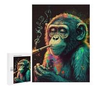 Jigsaw Puzzle 500 PCS for Adults Colorful Smoking Monkey Art Jigsaw for Adults Toy Wall Decor Home Decoration for Birthday, Chrismas 500 PCS