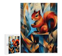 Jigsaw Puzzle 500 PCS for Adults Contemporary Cubist Take on Dürers Squirrel Study - Modern Wildlife Wall Art Jigsaws for Adults DIY Toys But Fun And Humorous for Birthday, Chrismas 500 PCS