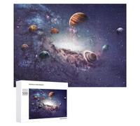 Jigsaw Puzzle 500 PCS for Adults Cosmic Planets in Space Art Print Jigsaw Puzzle Family Game Difficult Hard Deal As Gifts for The Whole Family 500 PCS