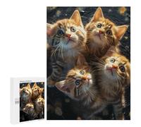 Jigsaw Puzzle 500 PCS for Adults Curious Kittens Gazing Upward Jigsaw for Adults Toy Wall Decor Home Decoration for Birthday, Chrismas 500 PCS