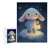 Jigsaw Puzzle 500 PCS for Adults Cute Bunny on Cloud with Lantern Adult Jigsaw Puzzle Relaxing Games Precision Cutting Deal As Gifts for The Whole Family 500 PCS