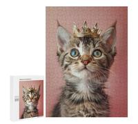 Jigsaw Puzzle 500 PCS for Adults Cute Cat Pastel Crown Adult Jigsaw Brain Teaser Game Birthday Present Help The Brain Exercise 500 PCS