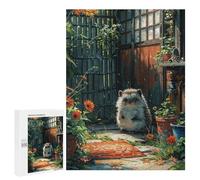 Jigsaw Puzzle 500 PCS for Adults Cute Hedgehog Greenhouse Jigsaw for Adults Hands-on Game Wall Decoration Help The Brain Exercise 500 PCS