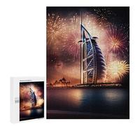 Jigsaw Puzzle 500 PCS for Adults Dubai's Burj Al Arab with Fireworks Jigsaw for Adults Toy Wall Decor Home Decoration for Birthday, Chrismas 500 PCS
