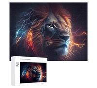 Jigsaw Puzzle 500 PCS for Adults Electric Lion Energy Artwork Jigsaw Puzzle Family Game Difficult Hard Deal As Gifts for The Whole Family 500 PCS