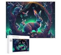 Jigsaw Puzzle 500 PCS for Adults Enchanted Forest Rabbit Gathering Jigsaw Puzzle Family Game Difficult Hard Deal As Gifts for The Whole Family 500 PCS