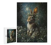 Jigsaw Puzzle 500 PCS for Adults Enchanted Rabbit with Floral Crown Adult Jigsaw Brain Teaser Game Birthday Present Help The Brain Exercise 500 PCS