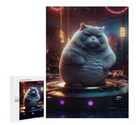Jigsaw Puzzle 500 PCS for Adults Fat Cat Turntable Dancing Jigsaw for Adults Hands-on Game Wall Decoration Help The Brain Exercise 500 PCS