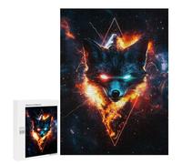 Jigsaw Puzzle 500 PCS for Adults Fiery Galactic Fox Adult Jigsaw Brain Teaser Game Birthday Present Help The Brain Exercise 500 PCS