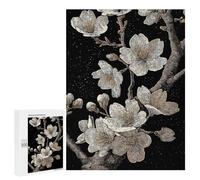 Jigsaw Puzzle 500 PCS for Adults Floral Engraving on Black Background Adult Jigsaw Brain Teaser Game Birthday Present Help The Brain Exercise 500 PCS