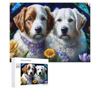 Jigsaw Puzzle 500 PCS for Adults Floral Fantasy Cute Dogs in Garden Jigsaw Puzzle Family Game Difficult Hard Deal As Gifts for The Whole Family 500 PCS