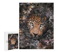 Jigsaw Puzzle 500 PCS for Adults Flowered Leopard Adult Jigsaw Brain Teaser Game Birthday Present Help The Brain Exercise 500 PCS