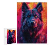 Jigsaw Puzzle 500 PCS for Adults German Shepherd Mix Pop Art Style Portrait Adult Jigsaw Puzzle Relaxing Games Precision Cutting Deal As Gifts for The Whole Family 500 PCS