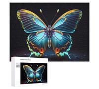 Jigsaw Puzzle 500 PCS for Adults Glowing Neon Butterfly Artwork Jigsaw Puzzle Family Game Difficult Hard Deal As Gifts for The Whole Family 500 PCS