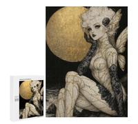 Jigsaw Puzzle 500 PCS for Adults Gothic Kintsugi Fairy Under A Golden Moon Adult Jigsaw Puzzle Relaxing Games Precision Cutting Deal As Gifts for The Whole Family 500 PCS